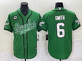 Men's Philadelphia Eagles #6 DeVonta Smith Green C Patch Cool Base Stitched Baseball Jersey,baseball caps,new era cap wholesale,wholesale hats